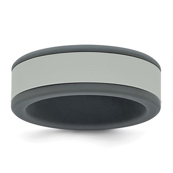 Silicone Grey with Removable Light Grey Center 8mm Band