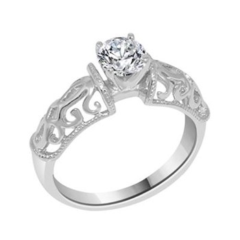 14KY FILIGREE SOLITAIRE ENGAGEMENT MOUNTING