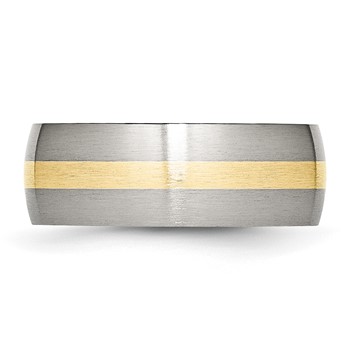Chisel Stainless Steel with 14k Gold Inlay Brushed 8mm Band — alternate view