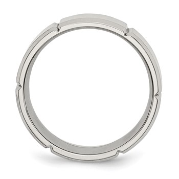 Chisel Stainless Steel Brushed and Polished Grooved 8mm Beveled Edge Band — alternate view