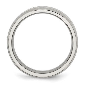 Chisel Stainless Steel Polished with Brushed Center 8mm Flat Beveled Edge Band — alternate view
