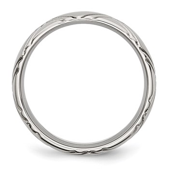 Stainless Steel Brushed and Polished Criss Cross Design 6mm Band — alternate view