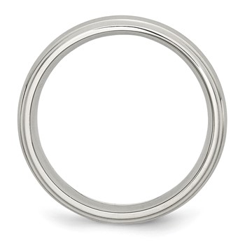 Stainless Steel Sterling Silver Inlay Ridged Edge Brushed and Polished Band — alternate view