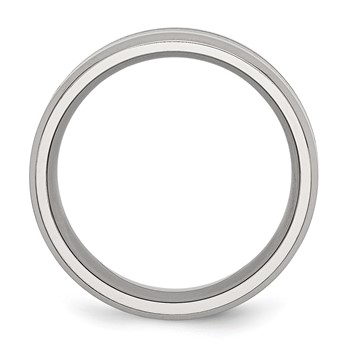 Chisel Stainless Steel Polished Black Enamel 8mm Beveled Edge Band — alternate view