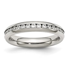 Image of Chisel Stainless Steel Polished 4mm April Clear CZ Ring