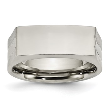 Chisel Stainless Steel Brushed and Polished Signet Ring