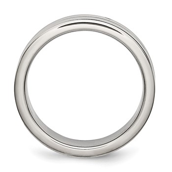 Stainless Steel 6mm Grooved and Black Rubber Band — alternate view