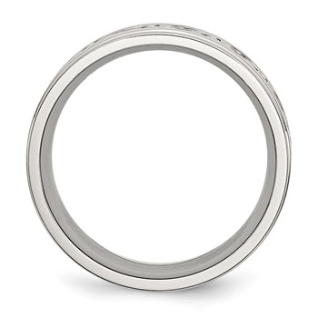 Chisel Stainless Steel Brushed and Polished Scroll Design 9mm Ridged Edge Band — alternate view