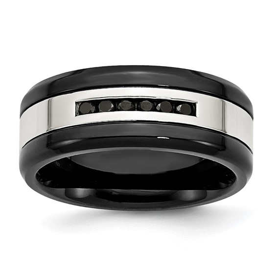 Man's fashion stainless steel diamond band by Chisel