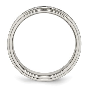 Chisel Stainless Steel Brushed and Polished Enamel Rotating Swirl Design 8mm Band — alternate view