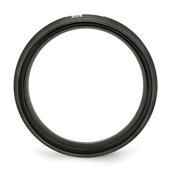 Chisel Stainless Steel Polished Black IP-plated 2pt Diamond Cross 8mm Band — alternate view