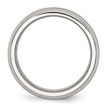 Chisel Stainless Steel Base with Polished Black Ceramic Center Beveled Band — alternate view