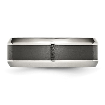 Chisel Stainless Steel Base with Brushed Black Ceramic Center Beveled Band — alternate view