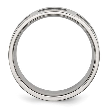Stainless Steel Brushed w/Black Rubber 8mm Flat Band — alternate view