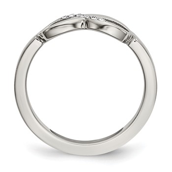 Chisel Stainless Steel Polished Infinity Symbol with CZ Ring — alternate view