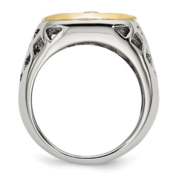 Chisel Stainless Steel with Sterling Silver Jesus Yellow IP-plated Polished Ring — alternate view