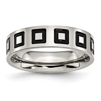 Stainless Steel Enameled Flat 6mm Polished Band