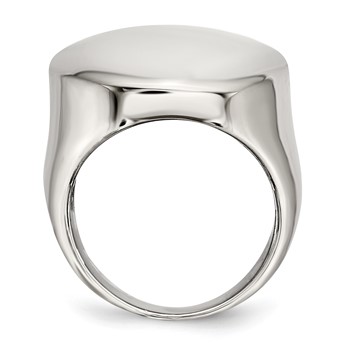 Stainless Steel Polished Circular Signet Ring — alternate view