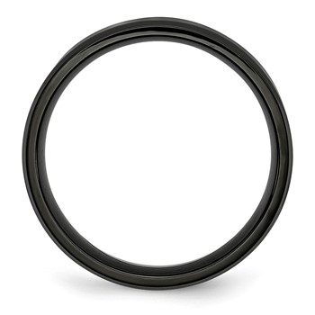 Chisel Stainless Steel Polished Brushed Center Black IP-plated 6mm Beveled Edge Band — alternate view