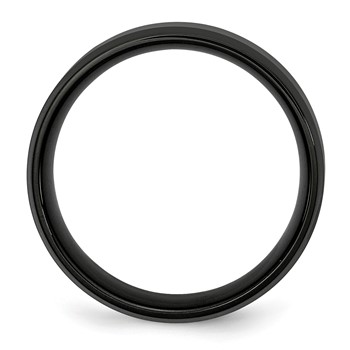 Chisel Stainless Steel Polished Brushed Center Black IP-plated 8mm Beveled Edge Band — alternate view