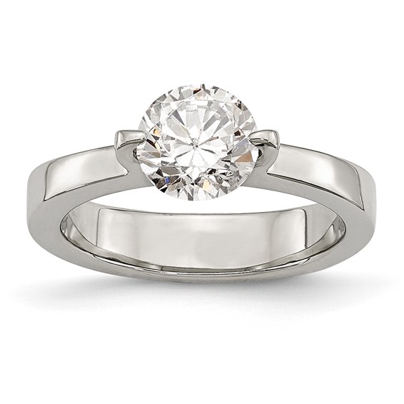 Chisel Stainless Steel Polished Round CZ Ring - Quality Gold