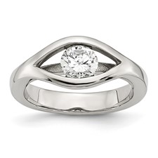 Image of Stainless Steel Polished CZ Ring