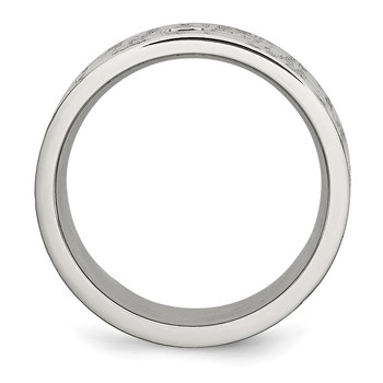 Chisel Stainless Steel Brushed and Polished with Black CZ 10mm Flat Band — alternate view