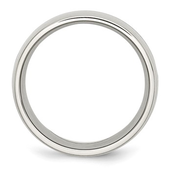 Stainless Steel Polished White Ceramic Inlay 9mm Band — alternate view