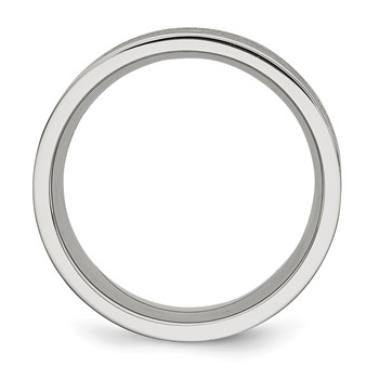 Stainless Steel Brushed w/Black Rubber Stripes 10mm Flat Band — alternate view