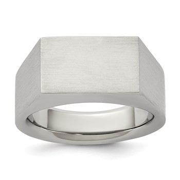 Chisel Stainless Steel Brushed and Polished Signet Ring