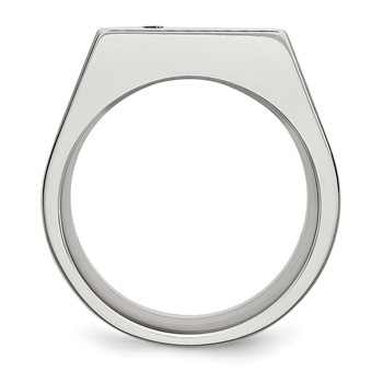 Chisel Stainless Steel Polished CZ Signet Ring — alternate view