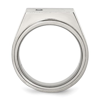 Chisel Stainless Steel Brushed and Polished CZ Signet Ring — alternate view