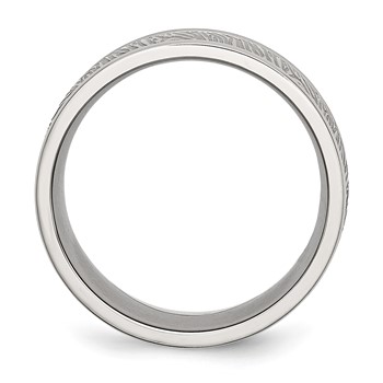 Chisel Stainless Steel Polished and Textured 9mm Rounded Edge Band — alternate view
