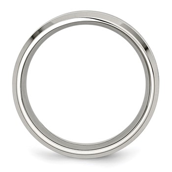 Chisel Stainless Steel Polished with Red Koa Wood Inlay Enameled 8mm Band — alternate view