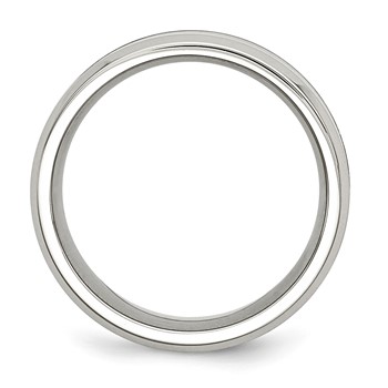 Chisel Stainless Steel Polished with Brown Koa Wood Inlay Enameled 8mm Band — alternate view