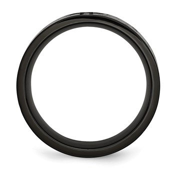 Chisel Stainless Steel Polished and Matte Black IP-plated 1/20 Carat Diamond Cross Band — alternate view
