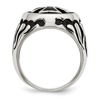 Chisel Stainless Steel Antiqued Polished and Textured Black IP-plated Cross Ring — alternate view