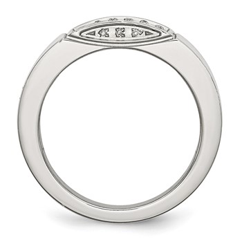 Chisel Stainless Steel Polished 1/10 Carat Diamond 9.5mm Band — alternate view