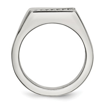 Stainless Steel Polished with Crystal Signet Ring — alternate view