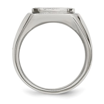 Stainless Steel Polished Black Enameled Ring — alternate view