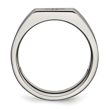 Chisel Stainless Steel Polished with CZ Ring — alternate view