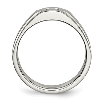 Chisel Stainless Steel Brushed and Polished with CZ Ring — alternate view
