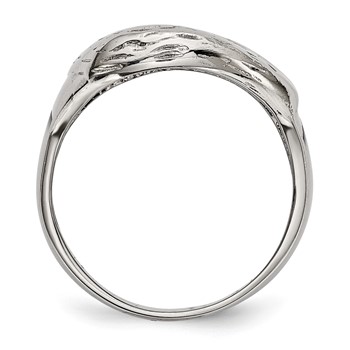 Chisel Stainless Steel Polished and Textured Black Enameled Eagle Ring — alternate view