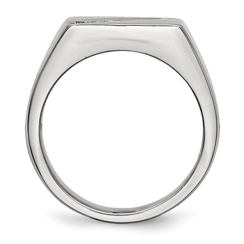 Stainless Steel Polished w/CZ Signet Ring — alternate view