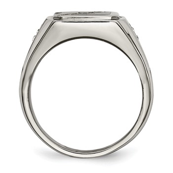 Chisel Stainless Steel Brushed and Polished with Black Enamel CZ Ring — alternate view