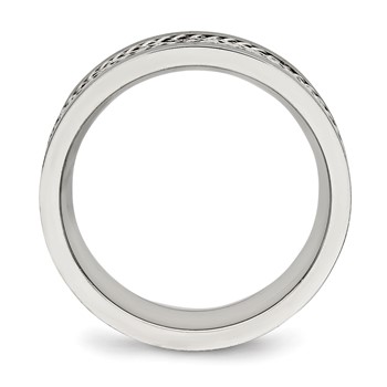 Stainless Steel w/Sterling Silver Inlay Polished/Brushed Edge 7mm Band — alternate view