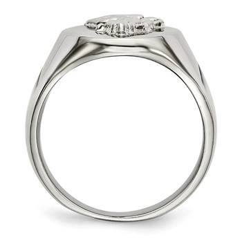 Chisel Stainless Steel Polished with Sterling Silver Praying Hands Ring — alternate view