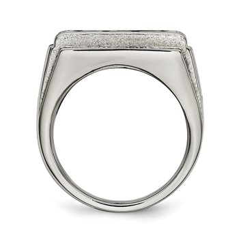 Stainless Steel Polished Black Enameled DAD w/CZ Ring — alternate view