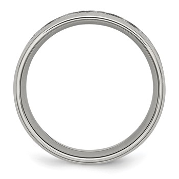 Stainless Steel Polished and Textured w/CZ 8mm Band — alternate view