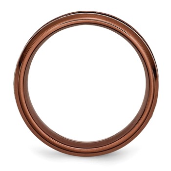 Stainless Steel Ridged Edge Brown IP-plated w/Cable 7mm Band — alternate view